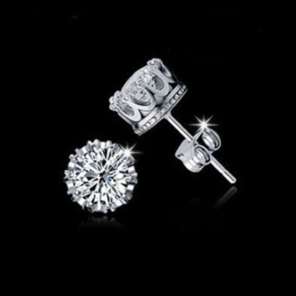 Jewelry - Princess Silver Filled Crystal CZ Crown Earrings